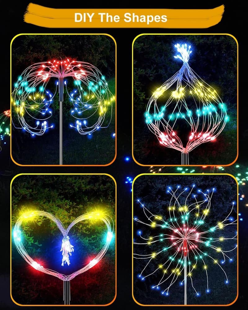 AGLINT Solar Feuerwerk Gartenlichter 150 LED, wetterfest, 2 Stück