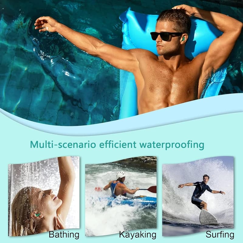 Wasserdichte Silikon Ohrstöpsel für Erwachsene - 4 Paar zum Schwimmen