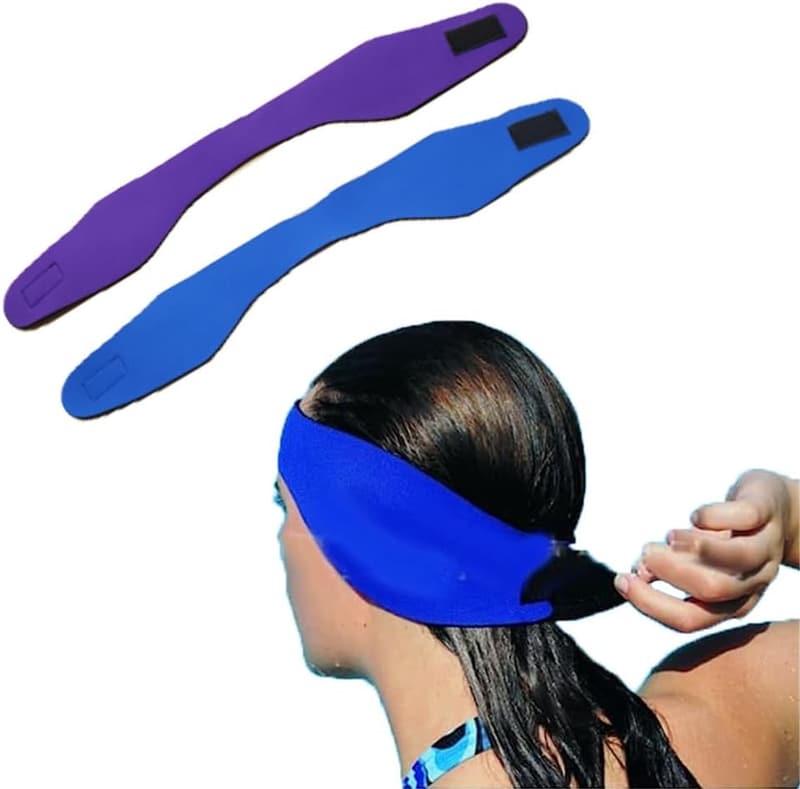 Neopren Schwimm-Ohrband für Kinder und Erwachsene - 2er Set Blau und Lila
