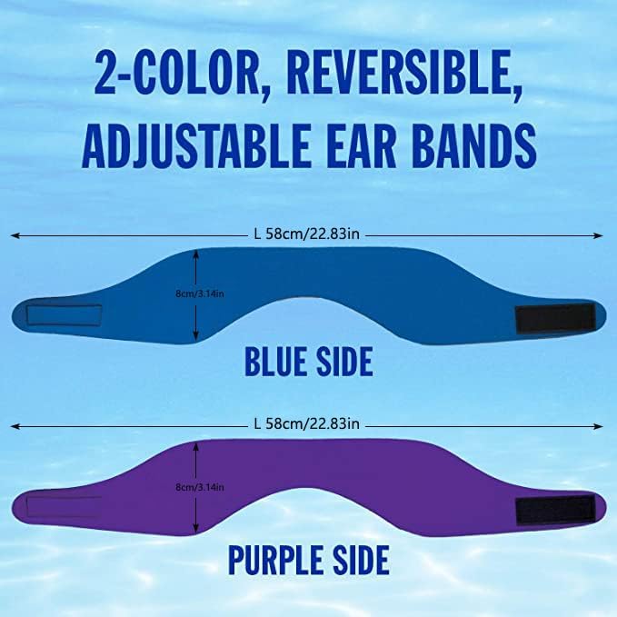 Neopren Schwimm-Ohrband für Kinder und Erwachsene - 2er Set Blau und Lila