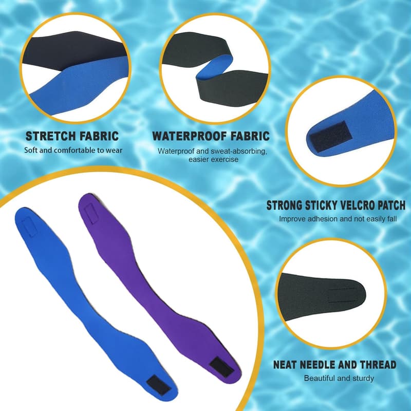 Neopren Schwimm-Ohrband für Kinder und Erwachsene - 2er Set Blau und Lila