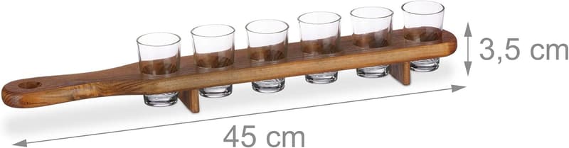 Praktisches Schnapsbrett mit 6 Gläsern – tolle Geschenkidee
