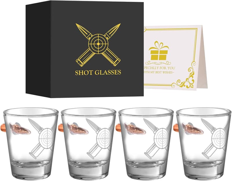 Personalisierte Schnapsgläser aus Glas, 4er-Set mit Geschenkbox