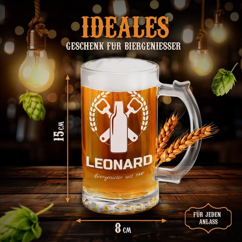 Personalisierter Bierkrug mit Gravur 400 ml – Geschenk für Männer