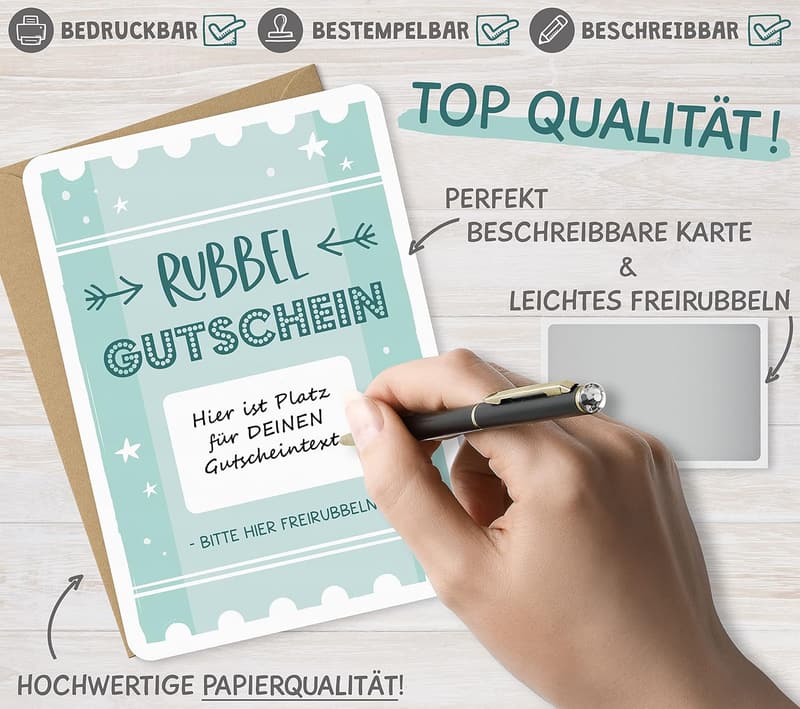 Rubbelkarte Gutschein zum Selbstbeschriften – Kreatives Geschenk für Paare