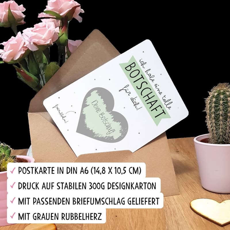 Rubbelkarte zum Personalisieren in Grün – Schwangerschaft verkünden