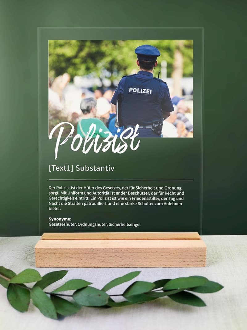 Personalisierte Acryl-Deko für Polizisten