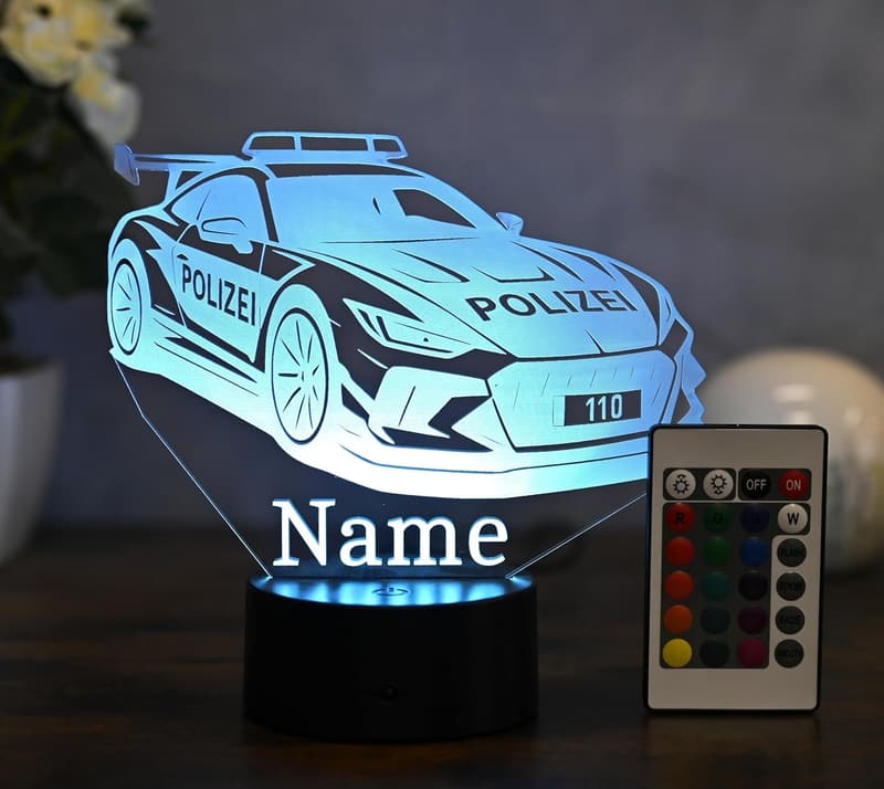 Personalisierte LED Nachtlicht für Polizeifans, ideale Dekoration
