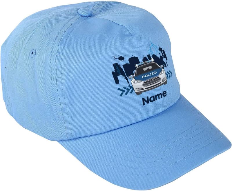 Personalisierte Polizeimütze in Blau für Jungen