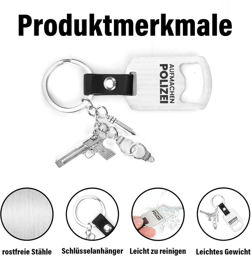 Lustiger Schlüsselanhänger mit Flaschenöffner für Männer aus Edelstahl