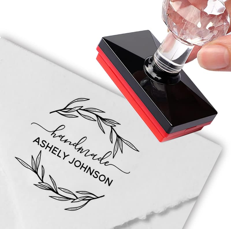 Handgefertigter personalisierter Lorbeerblatt-Stempel für Unternehmen