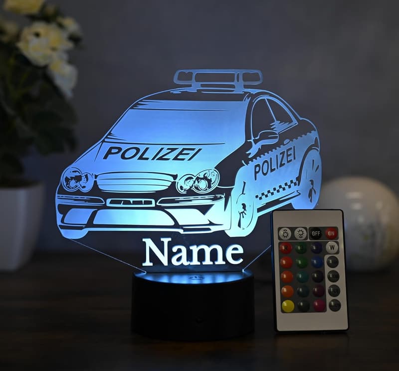 Personalisiertes LED-Nachtlicht für Polizeifans – Dekorative Geschenkidee