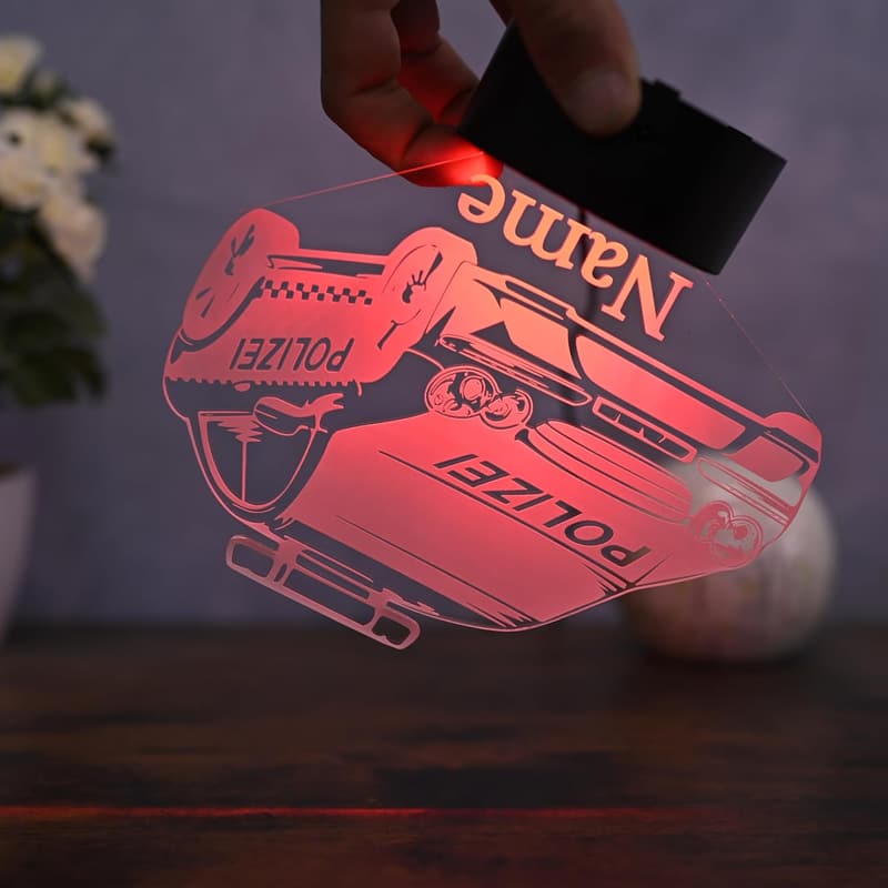 Personalisiertes LED-Nachtlicht für Polizeifans – Dekorative Geschenkidee