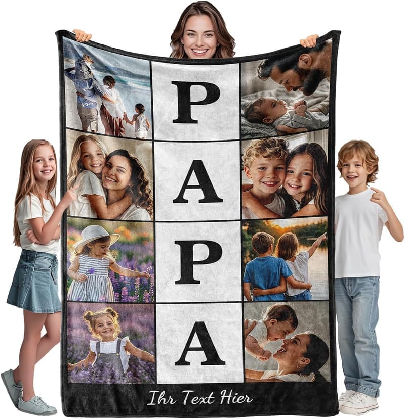 Personalisierte Fotodecke zum Vatertag für Papa