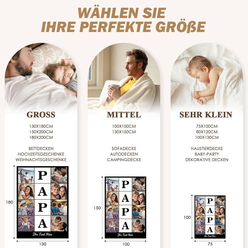 Personalisierte Fotodecke zum Vatertag für Papa