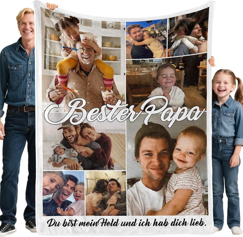 Personalisierte Foto-Decke für Papa zum Vatertag