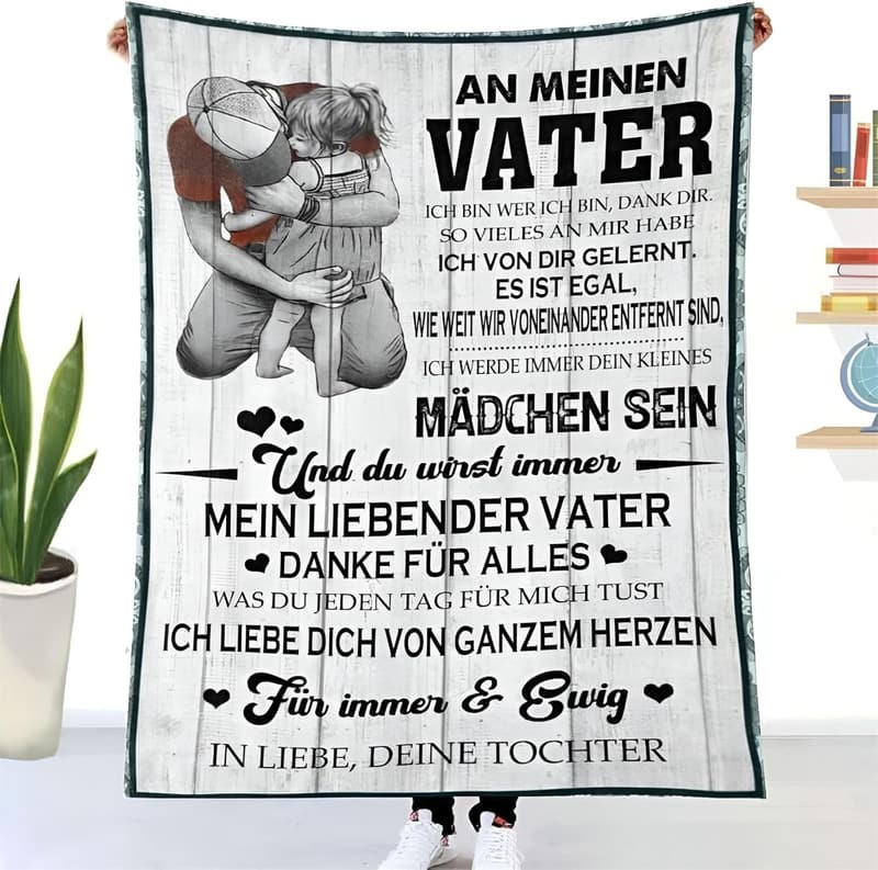 Personalisierte Kuscheldecke für Papa zum Vatertag, super weich
