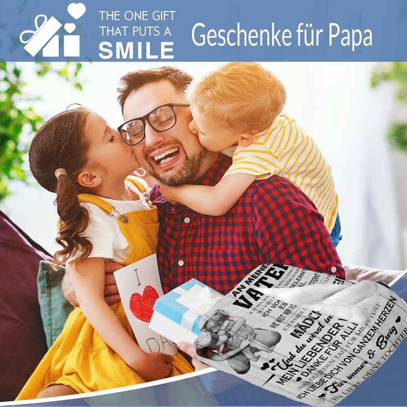 Personalisierte Kuscheldecke für Papa zum Vatertag, super weich