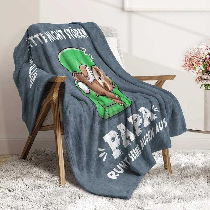 Geschenkdecke für Papa – Flauschige Flanelldecke (157 x 132 cm)
