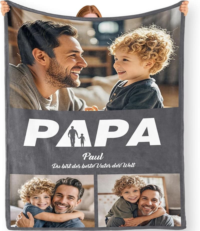 Personalisierte Foto-Decke zum Vatertag für Paare
