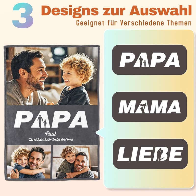 Personalisierte Foto-Decke zum Vatertag für Paare