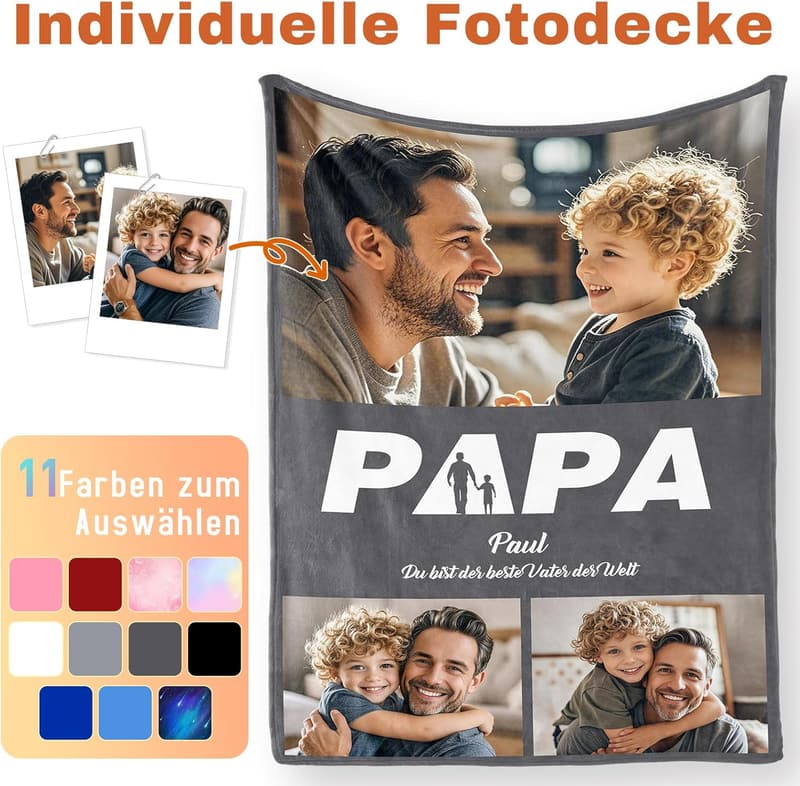 Personalisierte Foto-Decke zum Vatertag für Paare
