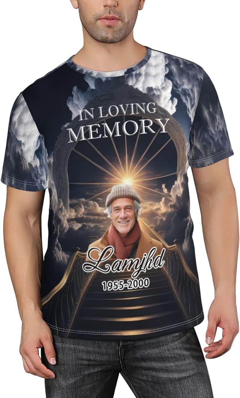 Personalisierte Gedenk-T-Shirts mit Foto und Engel-Flügeln