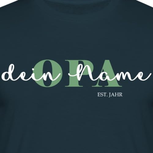 Personalisiertes T-Shirt für Opa mit Enkel-Text und Geburtsjahr, Navy, XL