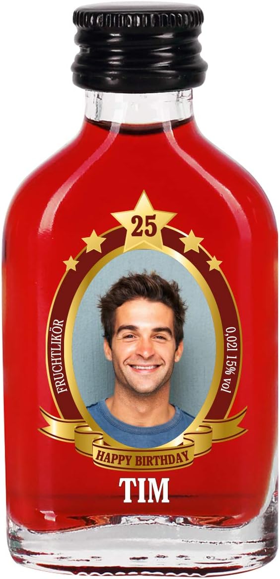 Geburtstags-Schnaps mit Foto und Alter - Kirschlikör