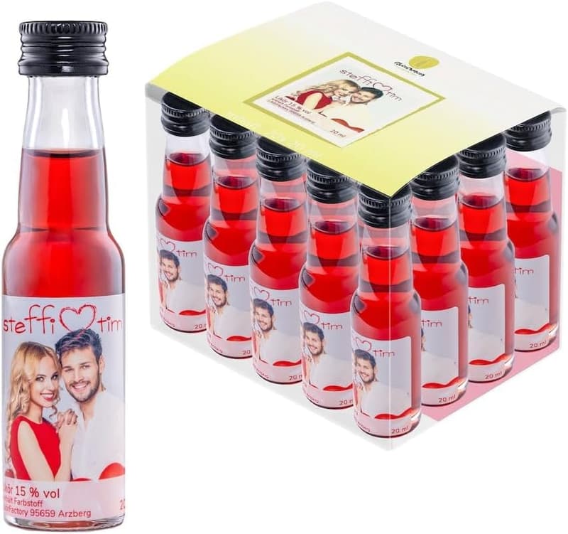Hochzeitslikör mit Wunsch-Etikett (20x 20 ml) als Gastgeschenk