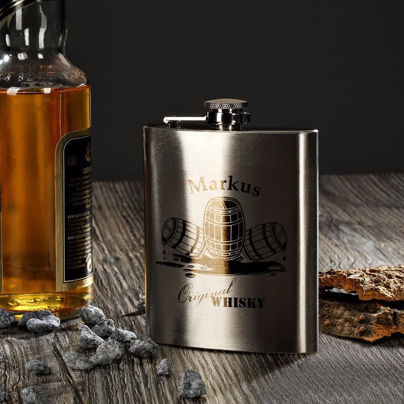 Personalisierter Edelstahl Flachmann 200 ml - Geschenk für Männer