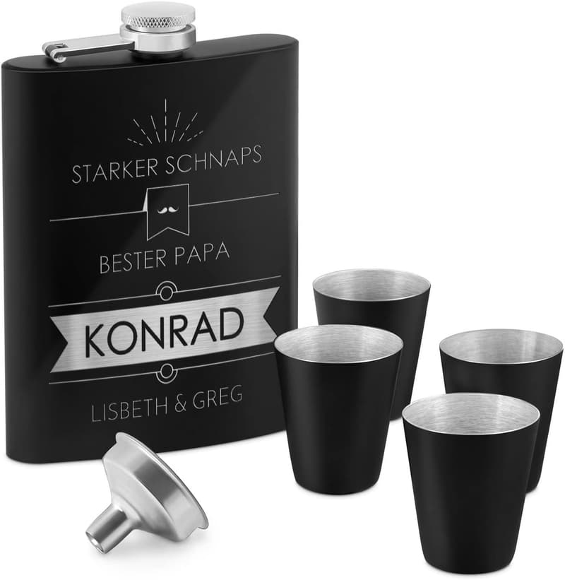 Personalisierter Flachmann 200 ml aus Edelstahl mit Gravur für Männer