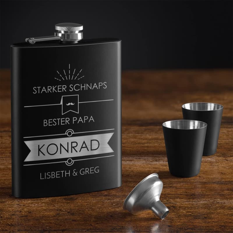 Personalisierter Flachmann 200 ml aus Edelstahl mit Gravur für Männer