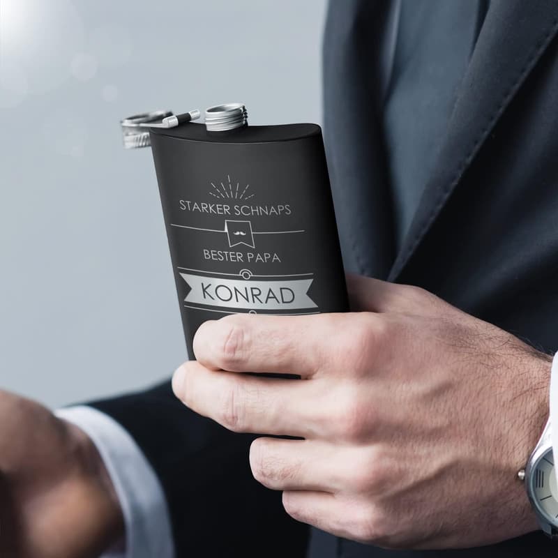 Personalisierter Flachmann 200 ml aus Edelstahl mit Gravur für Männer