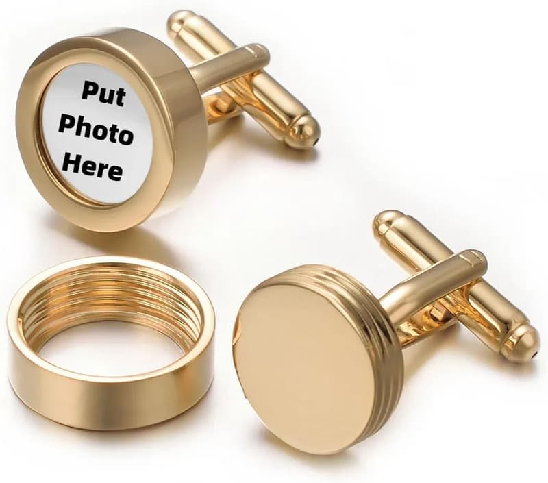 Personalisierte Manschettenknöpfe für Herren – Foto, Silber/Gold, Geschenkbox