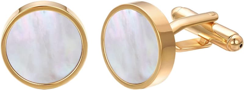 Manschettenknöpfe aus Perlmutt in Gold und Silber für Herren, Geschenk zur Hochzeit