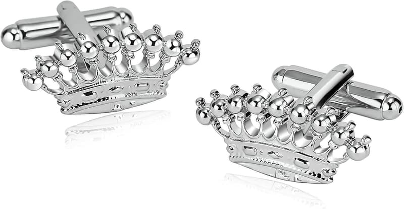 Personalisierte Hochzeits-Manschettenknöpfe aus Silber mit Krone 2,4x1,2 cm