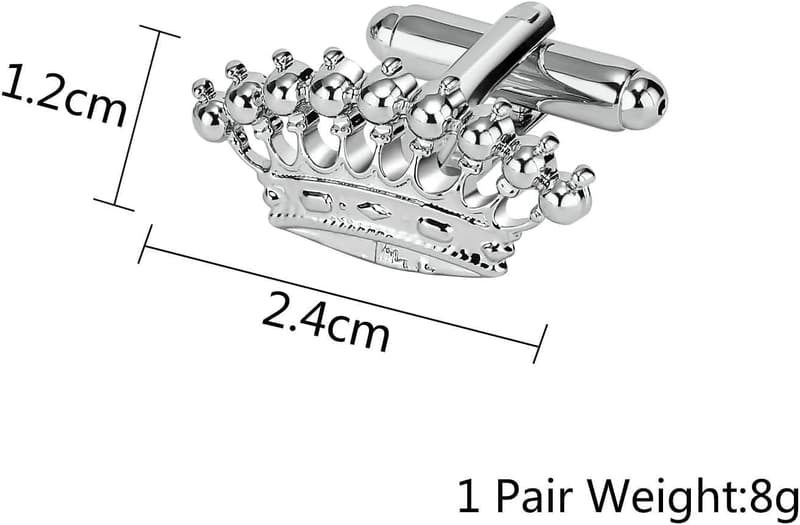 Personalisierte Hochzeits-Manschettenknöpfe aus Silber mit Krone 2,4x1,2 cm