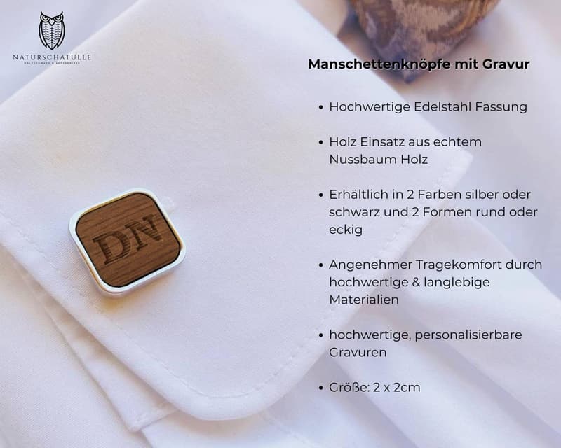 Personalisierte Holz-Manschettenknöpfe für Herren zur Hochzeit