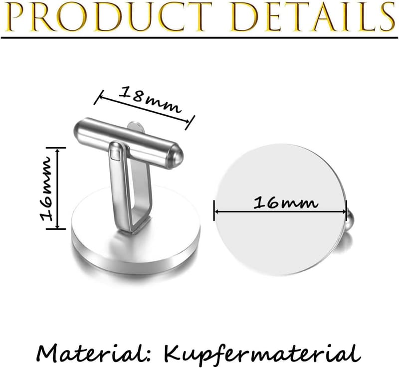Manschettenknöpfe Set für Herren – Silberne & schwarze Cufflinks