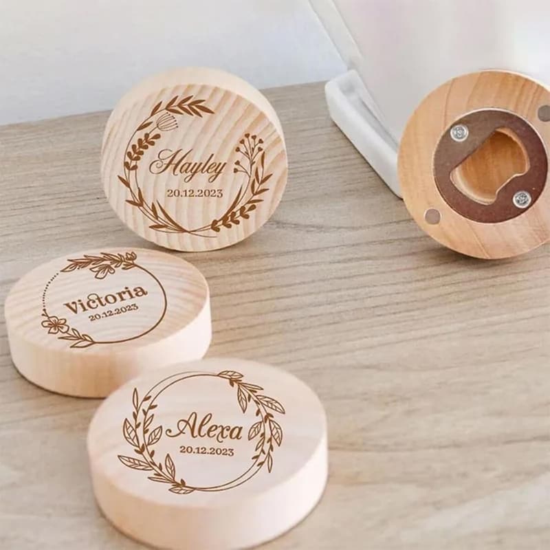Personalisierter Holzflaschenöffner für Hochzeiten (50 Stück)