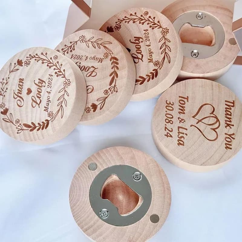 Personalisierter Holzflaschenöffner für Hochzeiten (50 Stück)