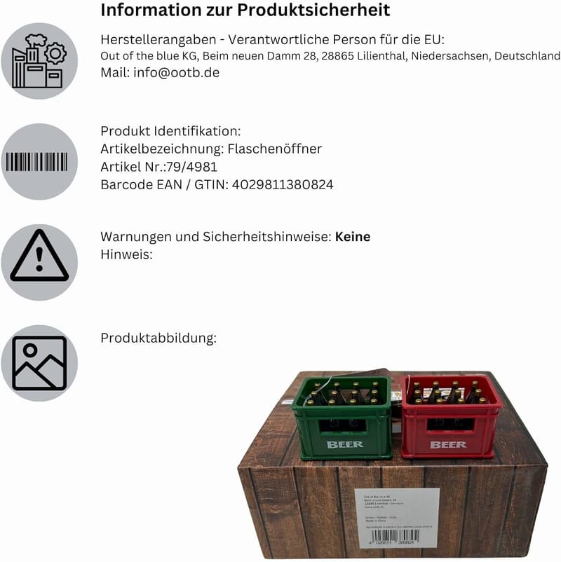 Bierkasten-Flaschenöffner mit Magnet - 2er Set farbig sortiert