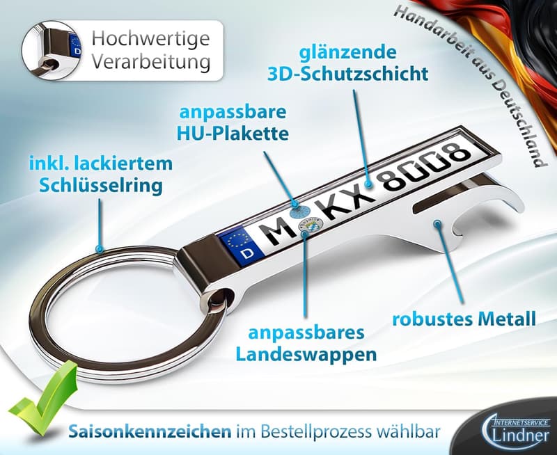 Personalisierter Schlüsselanhänger mit Flaschenöffner für Männer