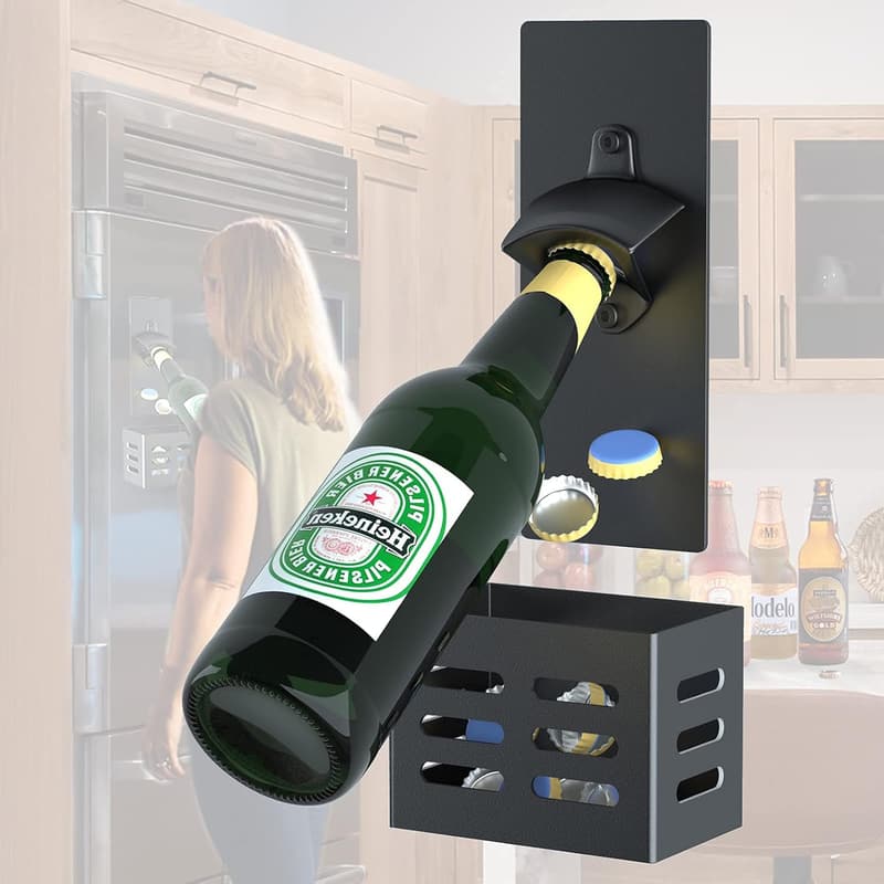 Wandmontierter Magnet-Flaschenöffner aus Kohlenstoffstahl für Männer