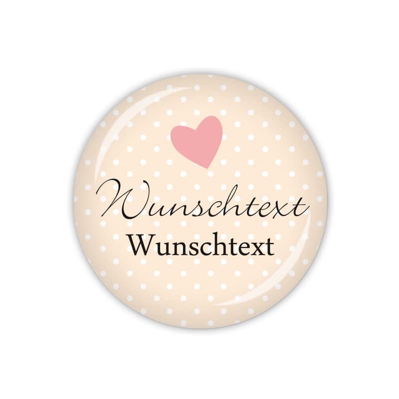 Personalisiertes I DO Herz-Button in Apricot - 2-zeilig für Paare