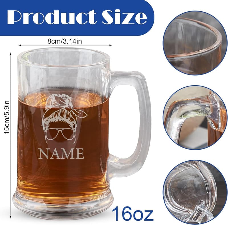 Personalisierter 16oz Bierkrug mit Griff für Männer