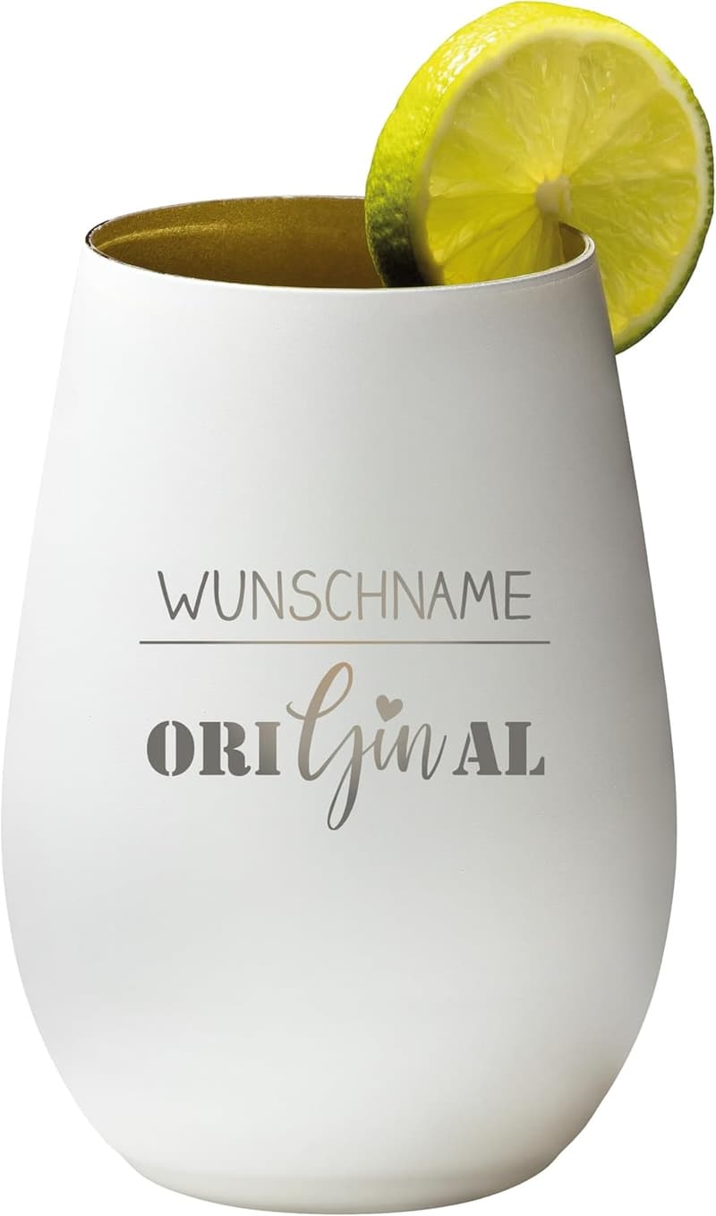 Personalisierbares Gin Tonic Glas aus Kristallglas – Geschenk für Paare – 465ml
