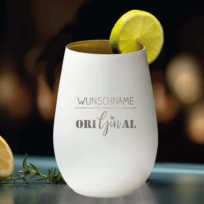 Personalisierbares Gin Tonic Glas aus Kristallglas – Geschenk für Paare – 465ml