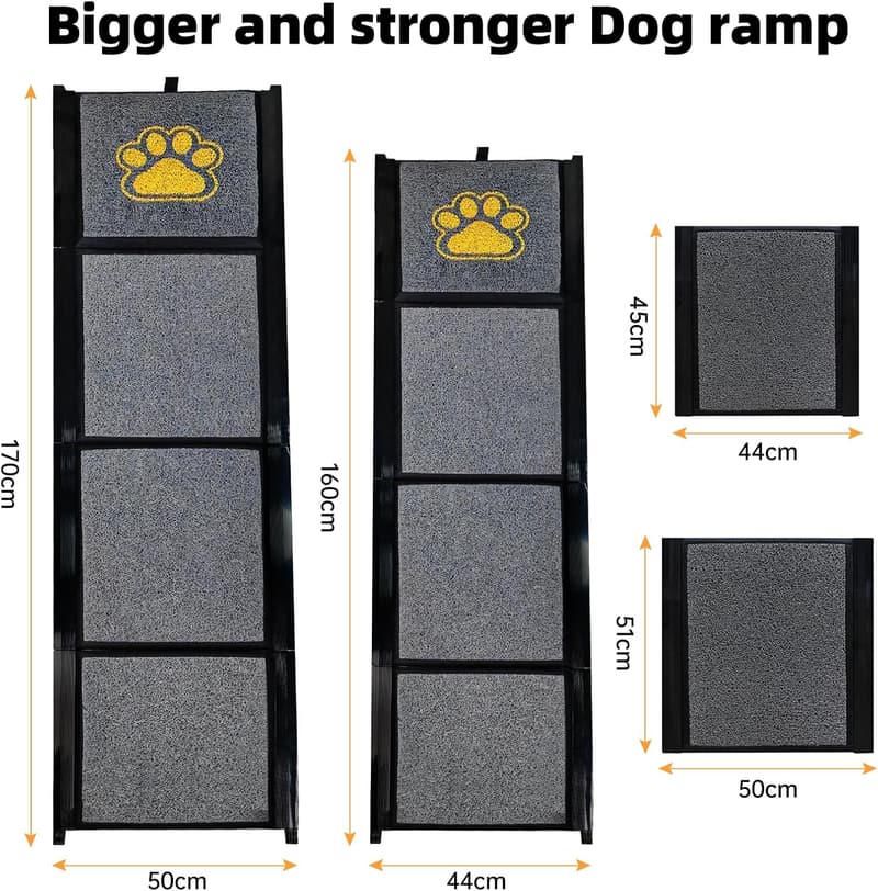 Klappbare Hunderampe für große Hunde mit rutschfestem Teppich, 170 cm